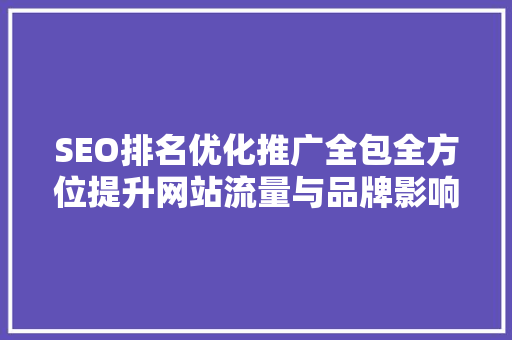 SEO排名优化推广全包全方位提升网站流量与品牌影响力