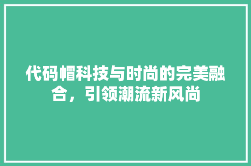 代码帽科技与时尚的完美融合，引领潮流新风尚