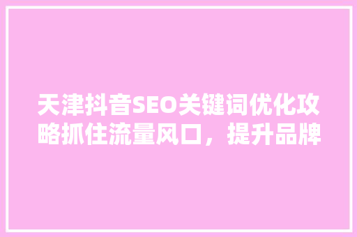 天津抖音SEO关键词优化攻略抓住流量风口，提升品牌影响力