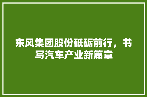 东风集团股份砥砺前行，书写汽车产业新篇章