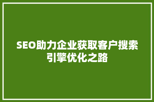 SEO助力企业获取客户搜索引擎优化之路