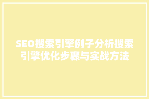 SEO搜索引擎例子分析搜索引擎优化步骤与实战方法