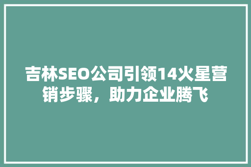 吉林SEO公司引领14火星营销步骤，助力企业腾飞