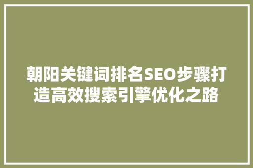 朝阳关键词排名SEO步骤打造高效搜索引擎优化之路  第1张