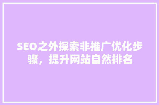 SEO之外探索非推广优化步骤，提升网站自然排名  第1张
