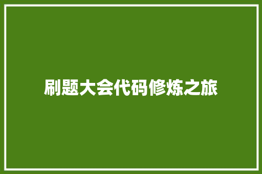 刷题大会代码修炼之旅