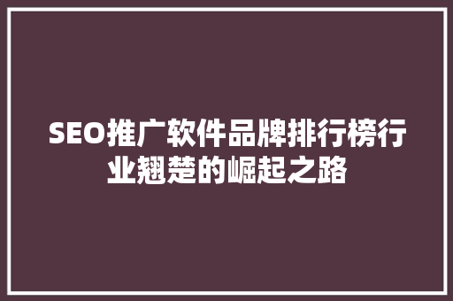 SEO推广软件品牌排行榜行业翘楚的崛起之路