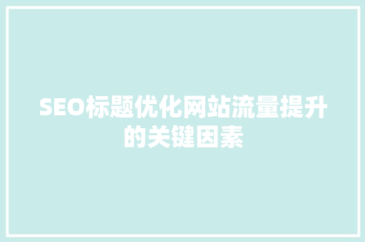 SEO标题优化网站流量提升的关键因素