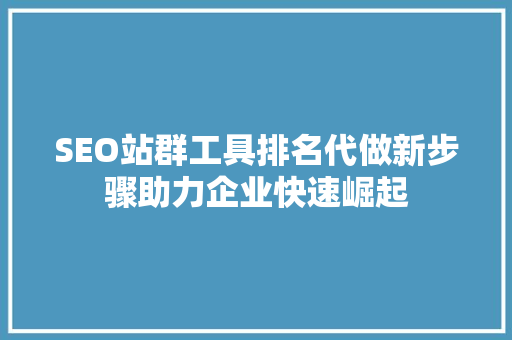 SEO站群工具排名代做新步骤助力企业快速崛起