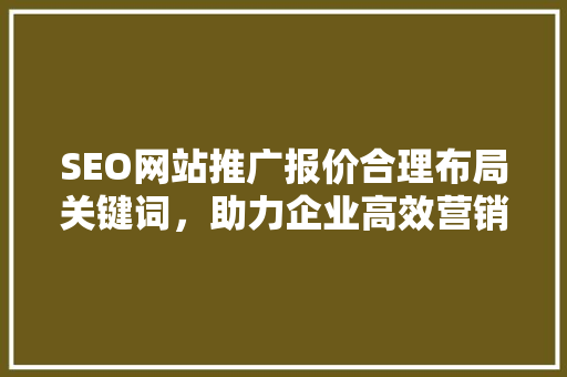 SEO网站推广报价合理布局关键词，助力企业高效营销
