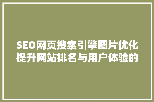 SEO网页搜索引擎图片优化提升网站排名与用户体验的关键步骤