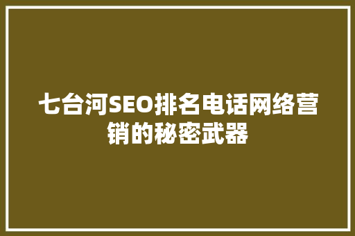七台河SEO排名电话网络营销的秘密武器