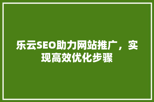 乐云SEO助力网站推广，实现高效优化步骤
