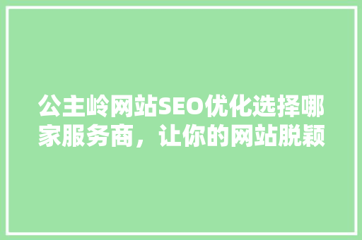 公主岭网站SEO优化选择哪家服务商，让你的网站脱颖而出