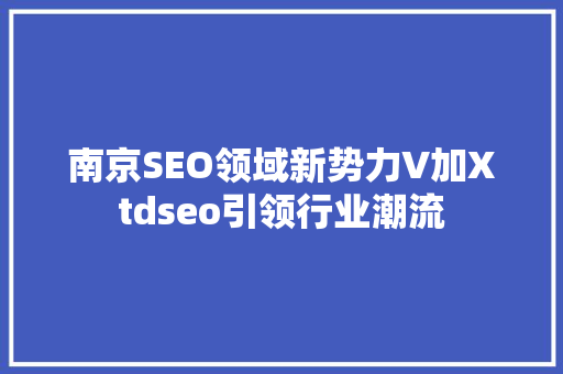 南京SEO领域新势力V加Xtdseo引领行业潮流