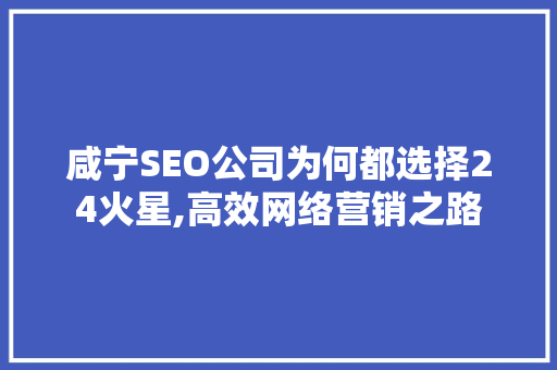 咸宁SEO公司为何都选择24火星,高效网络营销之路