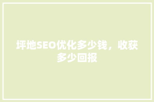 坪地SEO优化多少钱，收获多少回报