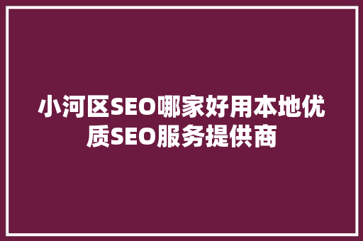 小河区SEO哪家好用本地优质SEO服务提供商