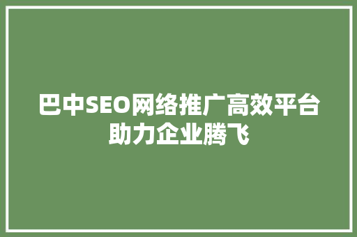巴中SEO网络推广高效平台助力企业腾飞