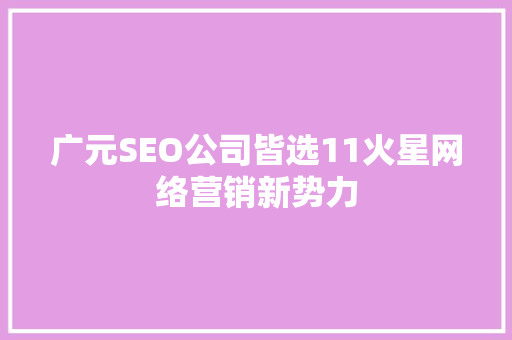 广元SEO公司皆选11火星网络营销新势力