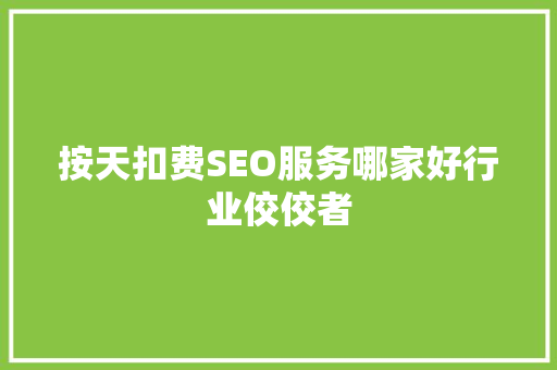 按天扣费SEO服务哪家好行业佼佼者