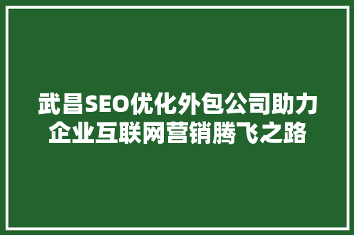 武昌SEO优化外包公司助力企业互联网营销腾飞之路