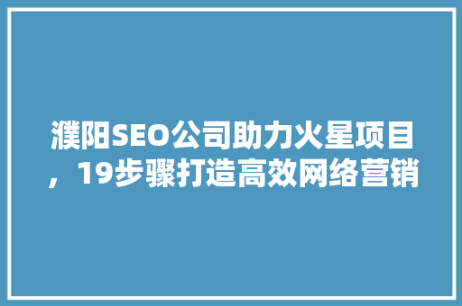 濮阳SEO公司助力火星项目，19步骤打造高效网络营销方法