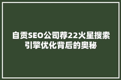 自贡SEO公司荐22火星搜索引擎优化背后的奥秘