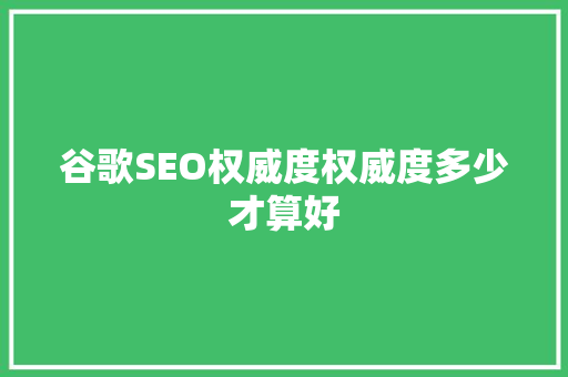 谷歌SEO权威度权威度多少才算好