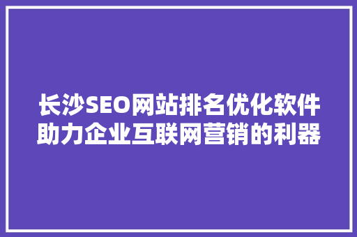 长沙SEO网站排名优化软件助力企业互联网营销的利器