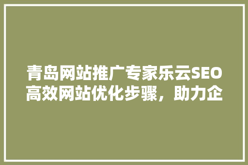 青岛网站推广专家乐云SEO高效网站优化步骤，助力企业腾飞