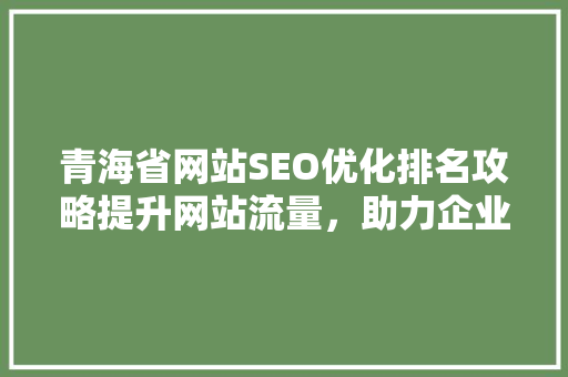 青海省网站SEO优化排名攻略提升网站流量，助力企业腾飞