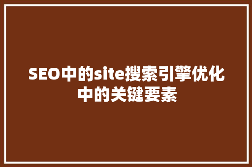 SEO中的site搜索引擎优化中的关键要素