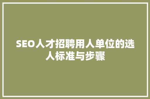 SEO人才招聘用人单位的选人标准与步骤