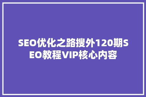 SEO优化之路搜外120期SEO教程VIP核心内容