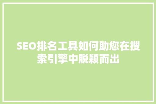 SEO排名工具如何助您在搜索引擎中脱颖而出