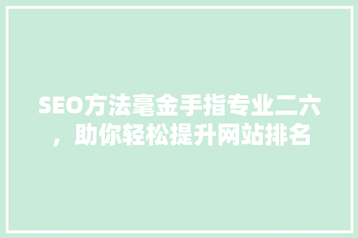 SEO方法毫金手指专业二六，助你轻松提升网站排名
