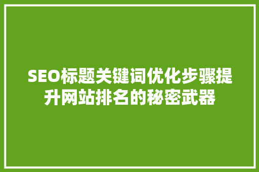 SEO标题关键词优化步骤提升网站排名的秘密武器