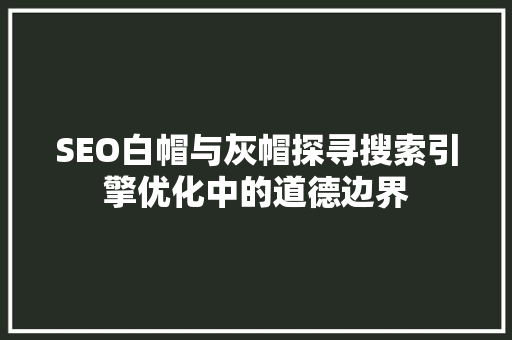 SEO白帽与灰帽探寻搜索引擎优化中的道德边界