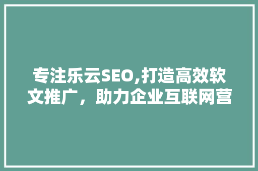 专注乐云SEO,打造高效软文推广，助力企业互联网营销