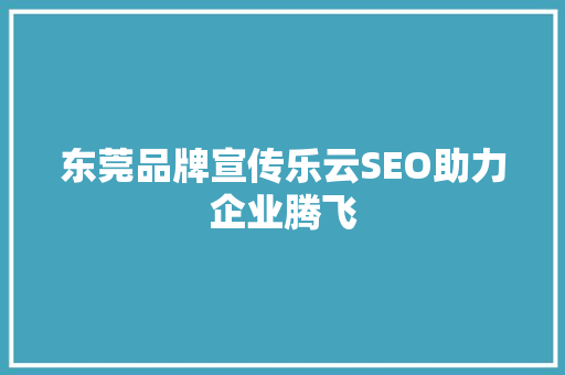 东莞品牌宣传乐云SEO助力企业腾飞
