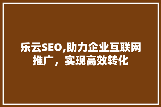 乐云SEO,助力企业互联网推广，实现高效转化
