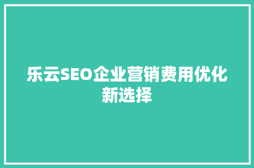 乐云SEO企业营销费用优化新选择