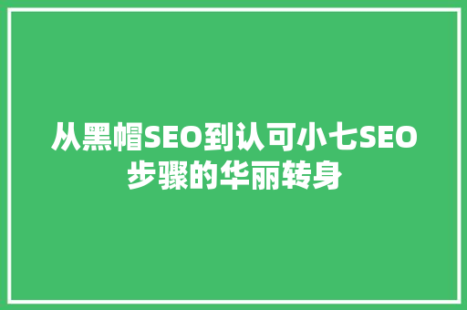 从黑帽SEO到认可小七SEO步骤的华丽转身