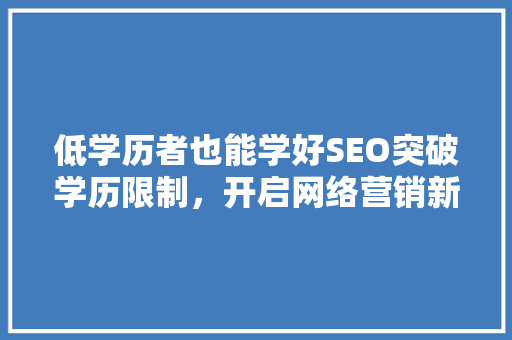 低学历者也能学好SEO突破学历限制，开启网络营销新篇章