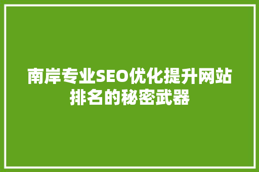 南岸专业SEO优化提升网站排名的秘密武器
