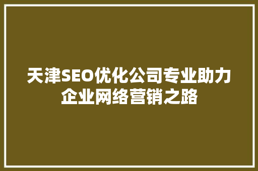 天津SEO优化公司专业助力企业网络营销之路