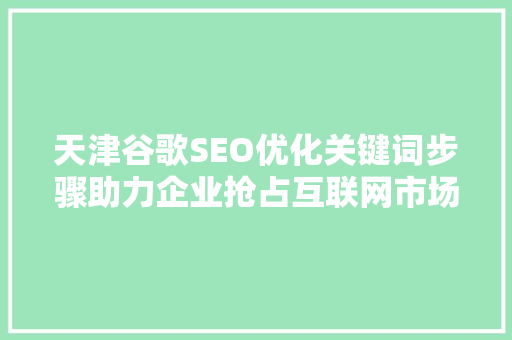 天津谷歌SEO优化关键词步骤助力企业抢占互联网市场先机