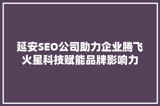 延安SEO公司助力企业腾飞火星科技赋能品牌影响力