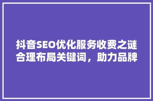 抖音SEO优化服务收费之谜合理布局关键词，助力品牌腾飞